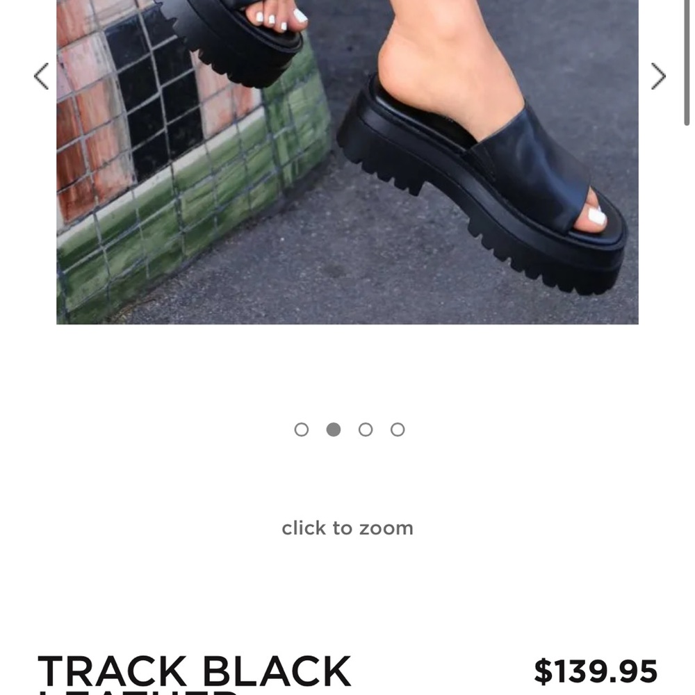 Windsor Smith Black Leather Platform Slide Sandals - Picture 2 of 5